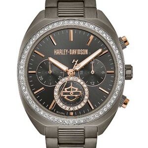 Harley-Davidson Women's Gunmetal and Rose Gold Bulova Watch